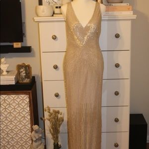 Aidan Mattox Plunge V-Neck Beaded Gown Size 2